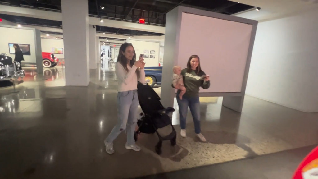 Jinger Duggar and Joy-Anna Duggar in the car museum in L.A.