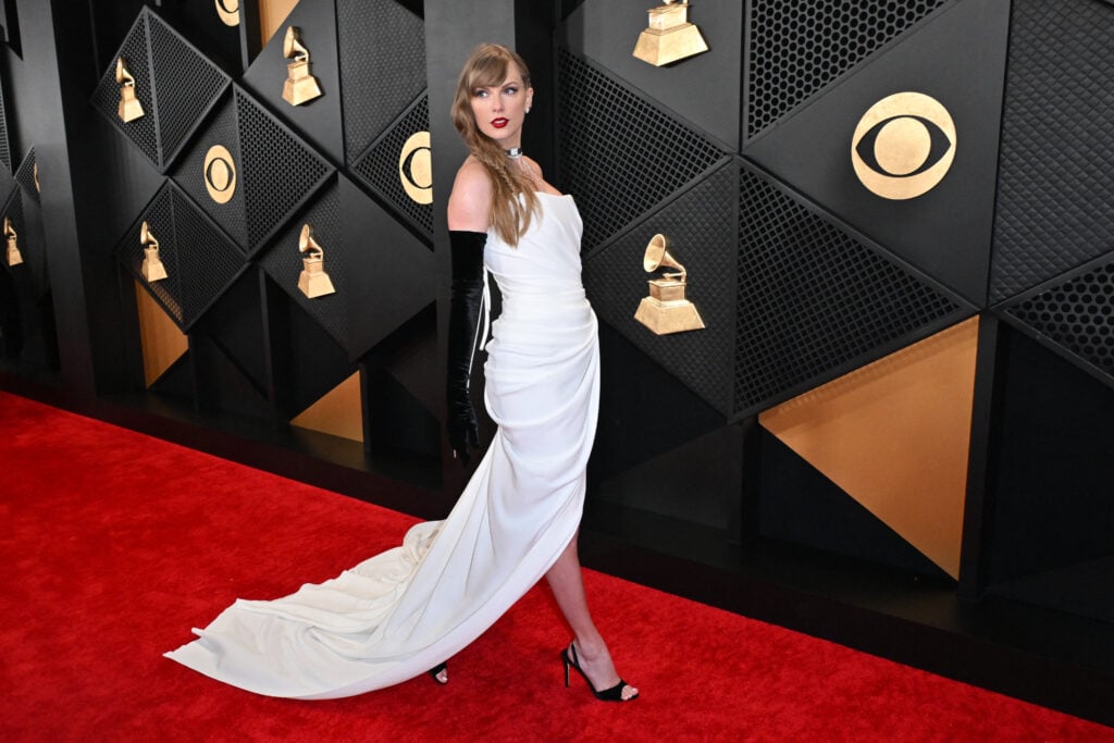 Taylor Swift walks the red carpet on February 4, 2024.