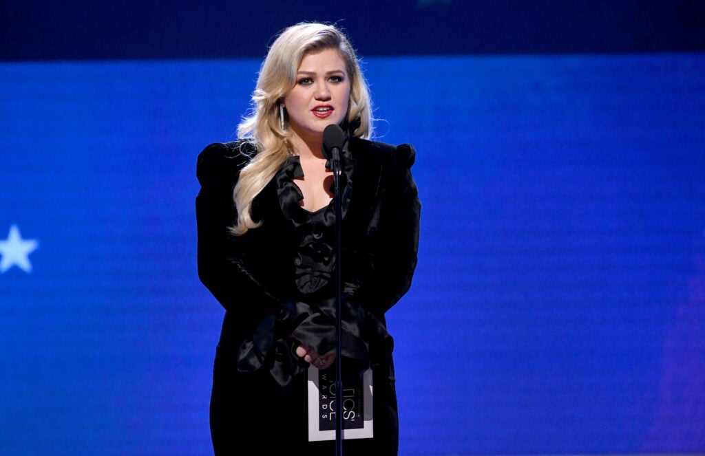 Kelly Clarkson speaks onstage during the 25th Annual Critics' Choice Awards at Barker Hangar on January 12, 2020 in Santa Monica, California.