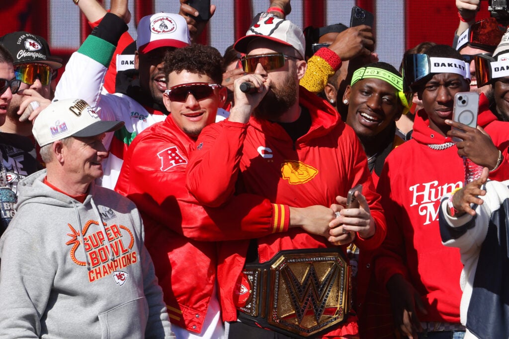 Travis Kelce at Super Bowl Parade