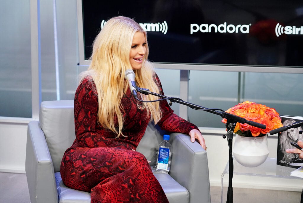 Jessica Simpson sits down for a radio interview in February of 2020.