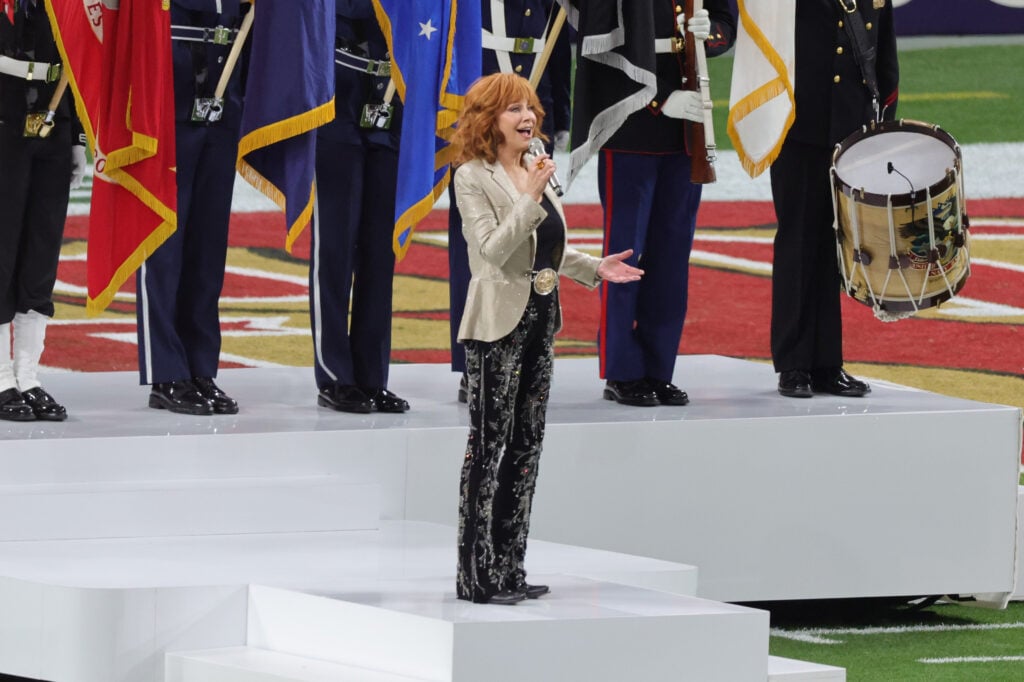 Reba McEntire at the 2024 Super Bowl.