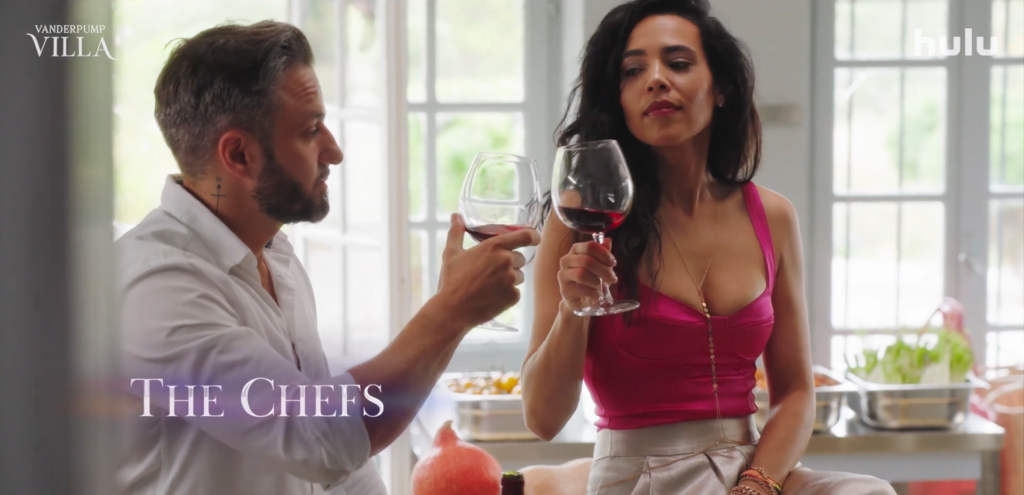 Vanderpump Villa's trailer shows two cast members surrounded by kitchen-related details. They are labeled "The Chefs."