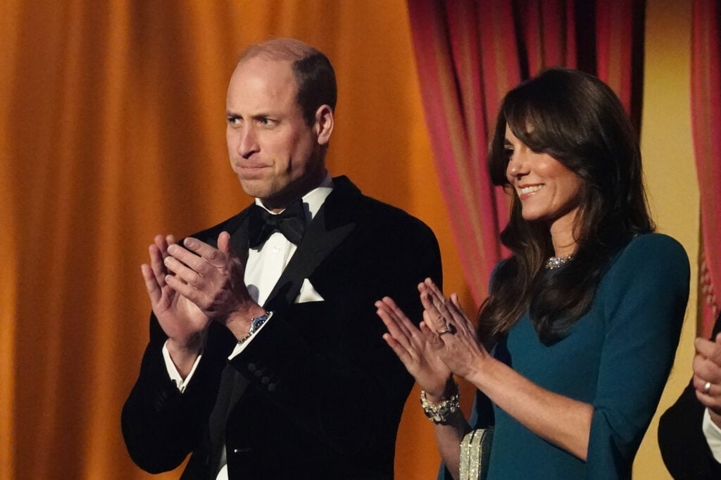 Prince William, Prince of Wales and Catherine, Princess of Wales clap during the Royal Variety Performance at the Royal Albert Hall on November 30, 2023 in London, England.