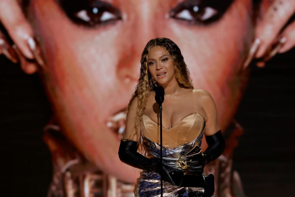 BeyoncÃ© accepts the Best Dance/Electronic Music Album award for âRenaissanceâ onstage during the 65th GRAMMY Awards at Crypto.com Arena on February 05, 2023 in Los Angeles, California.