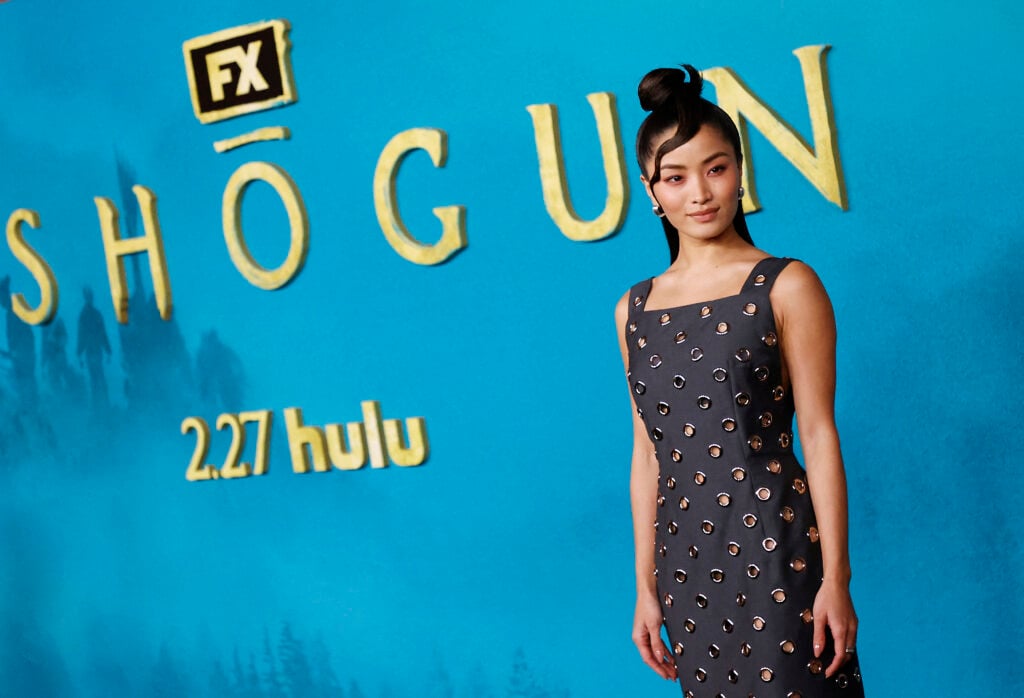 New Zealand actress Anna Sawai attends the red carpet event for FX's "Shogun" at the Academy Theater in Los Angeles, February 13, 2024.