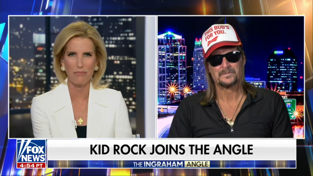 Kid Rock and Laura Ingraham on The Ingraham Angle in March 2024.