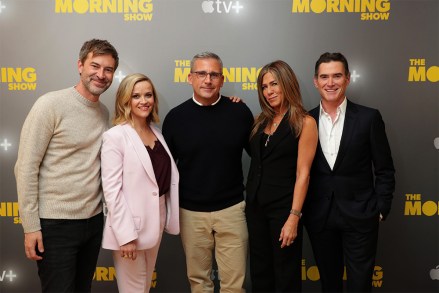 EXCLUSIVE - Mark Duplass, Reese Witherspoon, Steve Carell, Jennifer Aniston and Billy Crudup at Apple's press day for 'The Morning Show' a new drama premiering on Apple TV+, the first all-original video subscription service, launching November 1 on the Apple TV app.
Apple's press day for 'The Morning Show', Los Angeles, USA - 13 Oct 2019