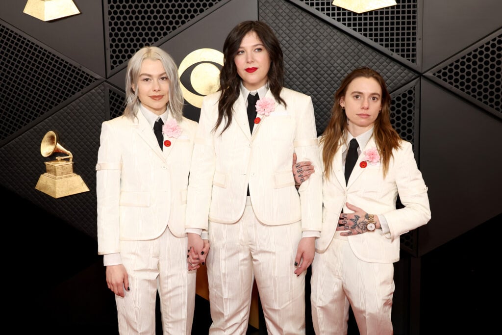 Phoebe Bridgers, Lucy Dacus, and Julien Baker of Boygenius at the Grammy Awards.