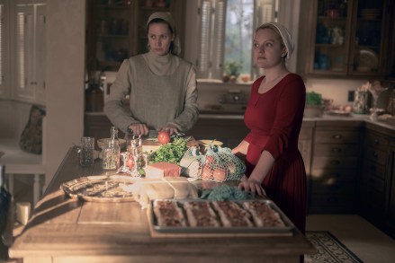 Editorial use only. No book cover usage.Mandatory Credit: Photo by Elly Dassas/MGM/Hulu/Kobal/Shutterstock (10458588de)Elisabeth Moss as June Osborne'The Handmaid's Tale' TV Show Season 3 - 2019Set in a dystopian future, a woman is forced to live as a concubine under a fundamentalist theocratic dictatorship.