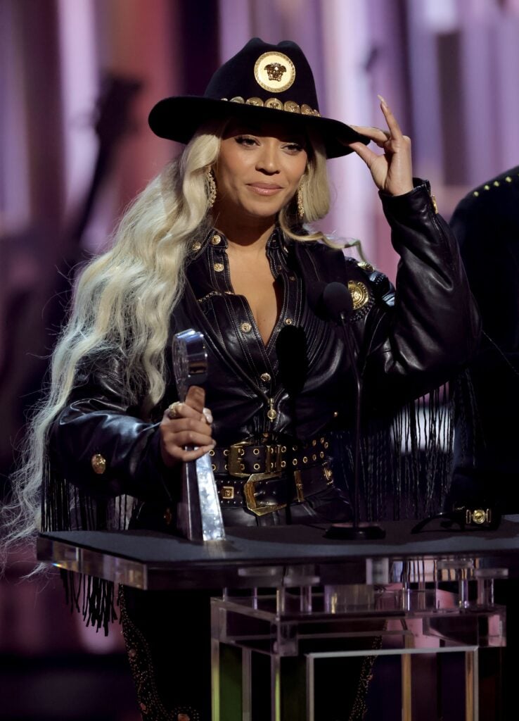 Beyonce receives an award on April 1, 2024.