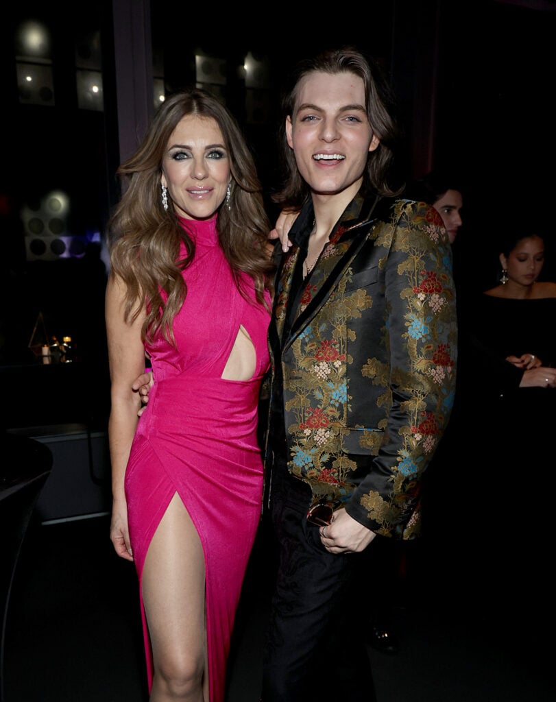 Damian Hurley and his mother, Elizabeth Hurley, looking stylish and similar in early April of 2024.