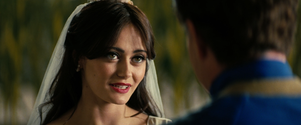 Ella Purnell as Lucy in a bridal gown and veil on the series premiere of Amazon Prime's Fallout series.