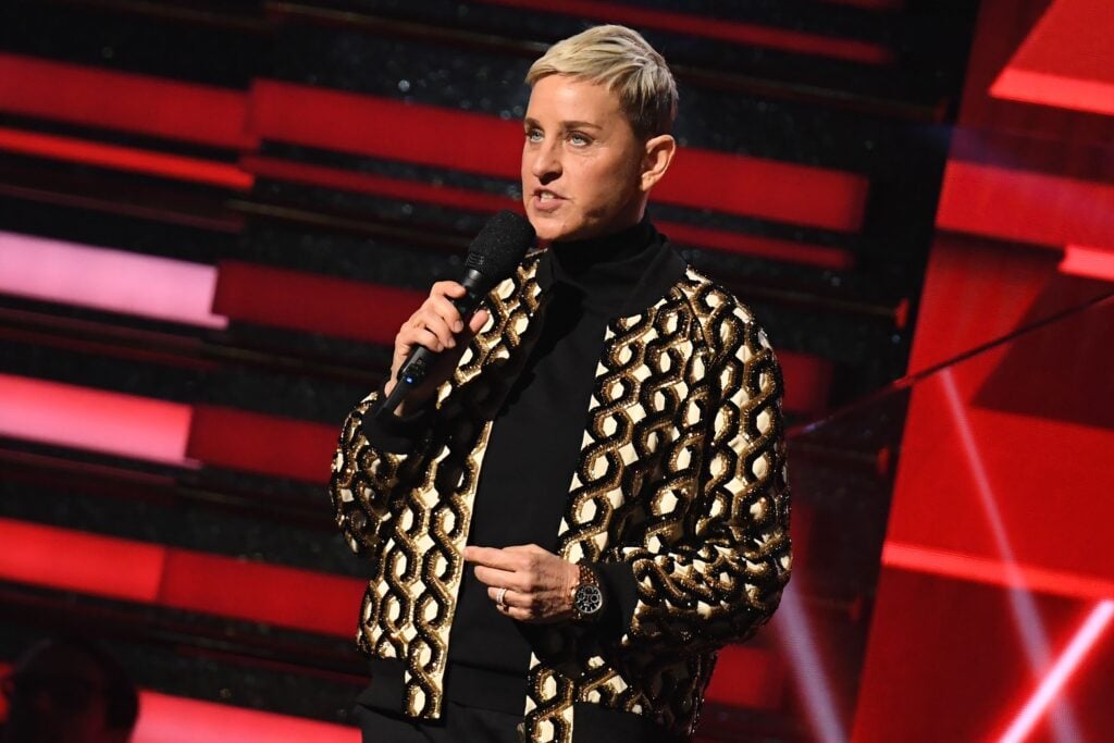 US comedian Ellen DeGeneres introduces Lil Nas X and Billy Ray Cyrus during the 62nd Annual Grammy Awards on January 26, 2020, in Los Angeles. 